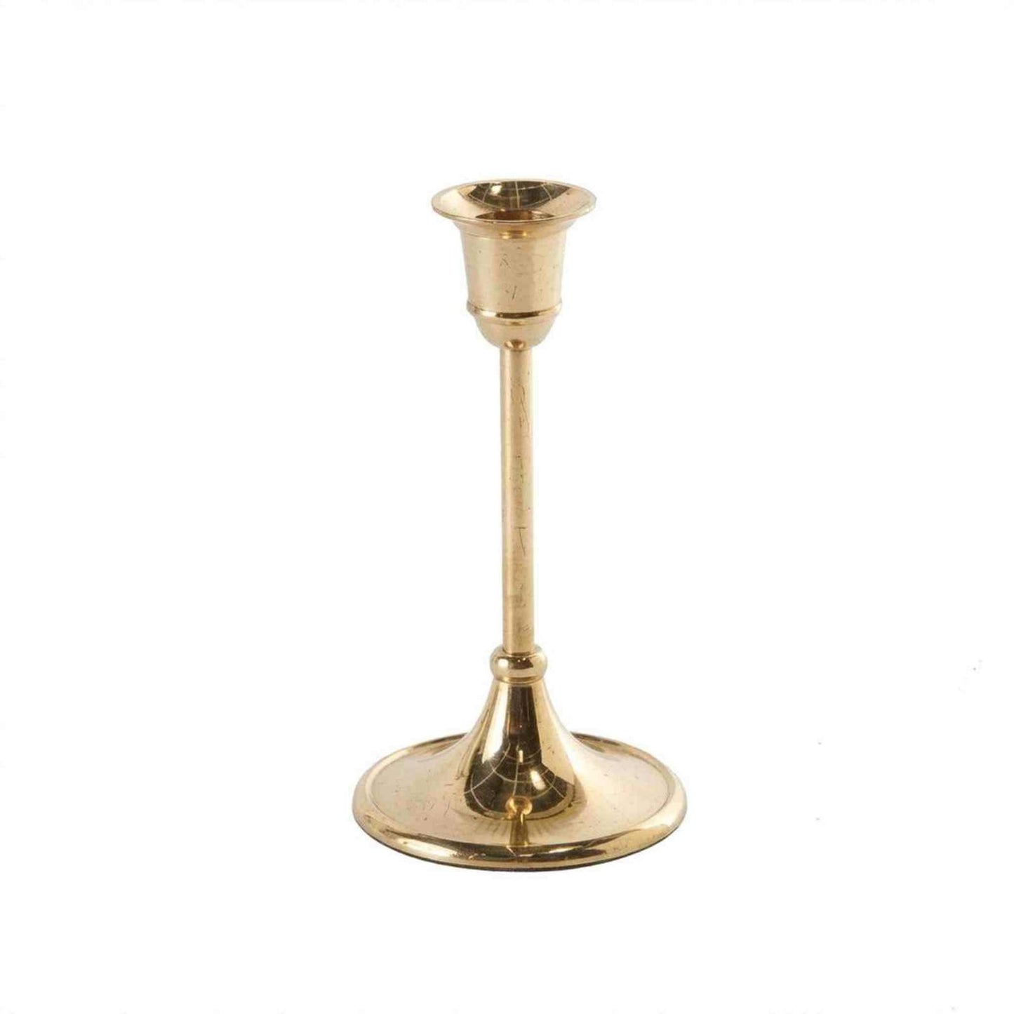 Antique brass candlestick holder for tea lights and votive candles, elegant golden taper design