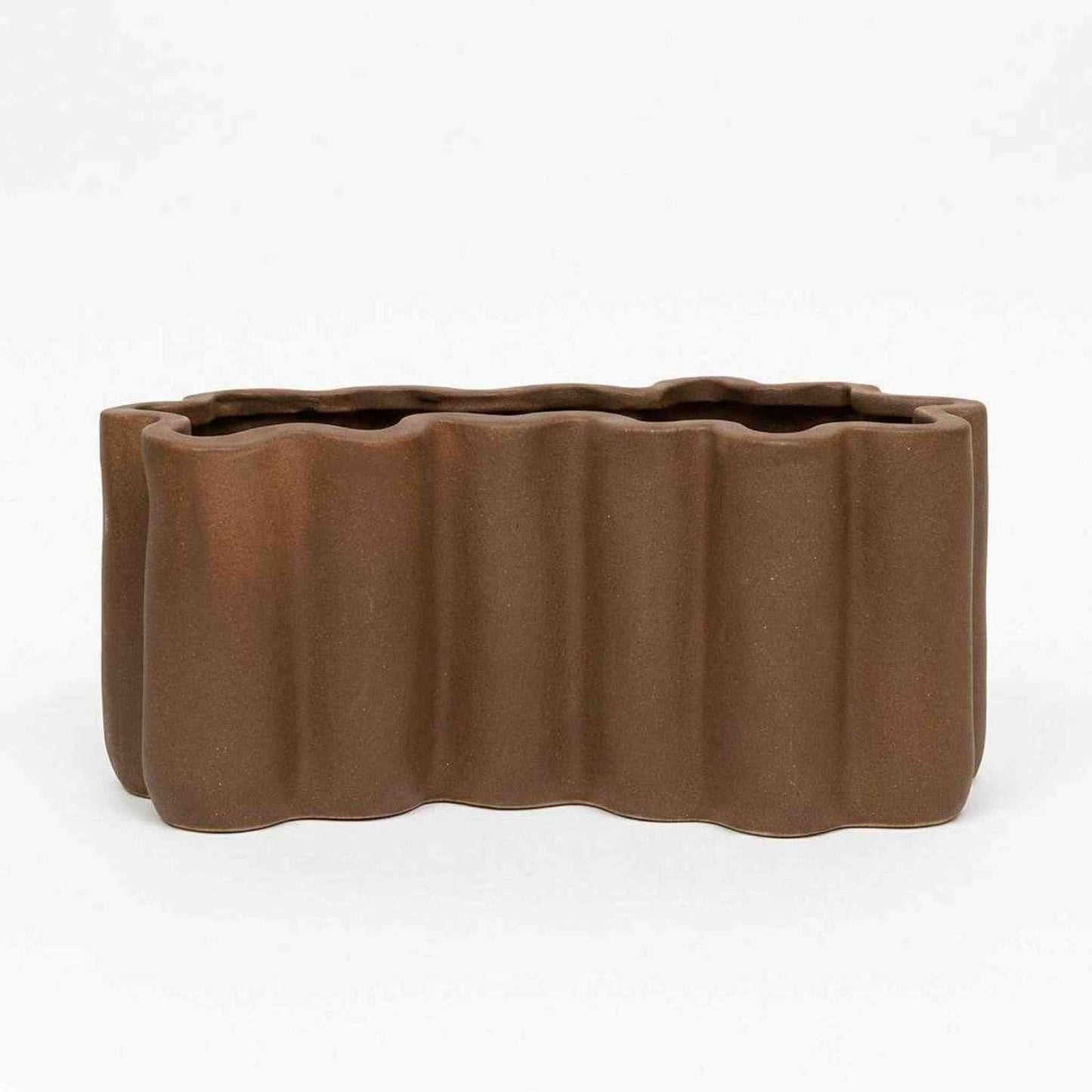 Stoneware sculpted planter with classic design for indoor and outdoor use