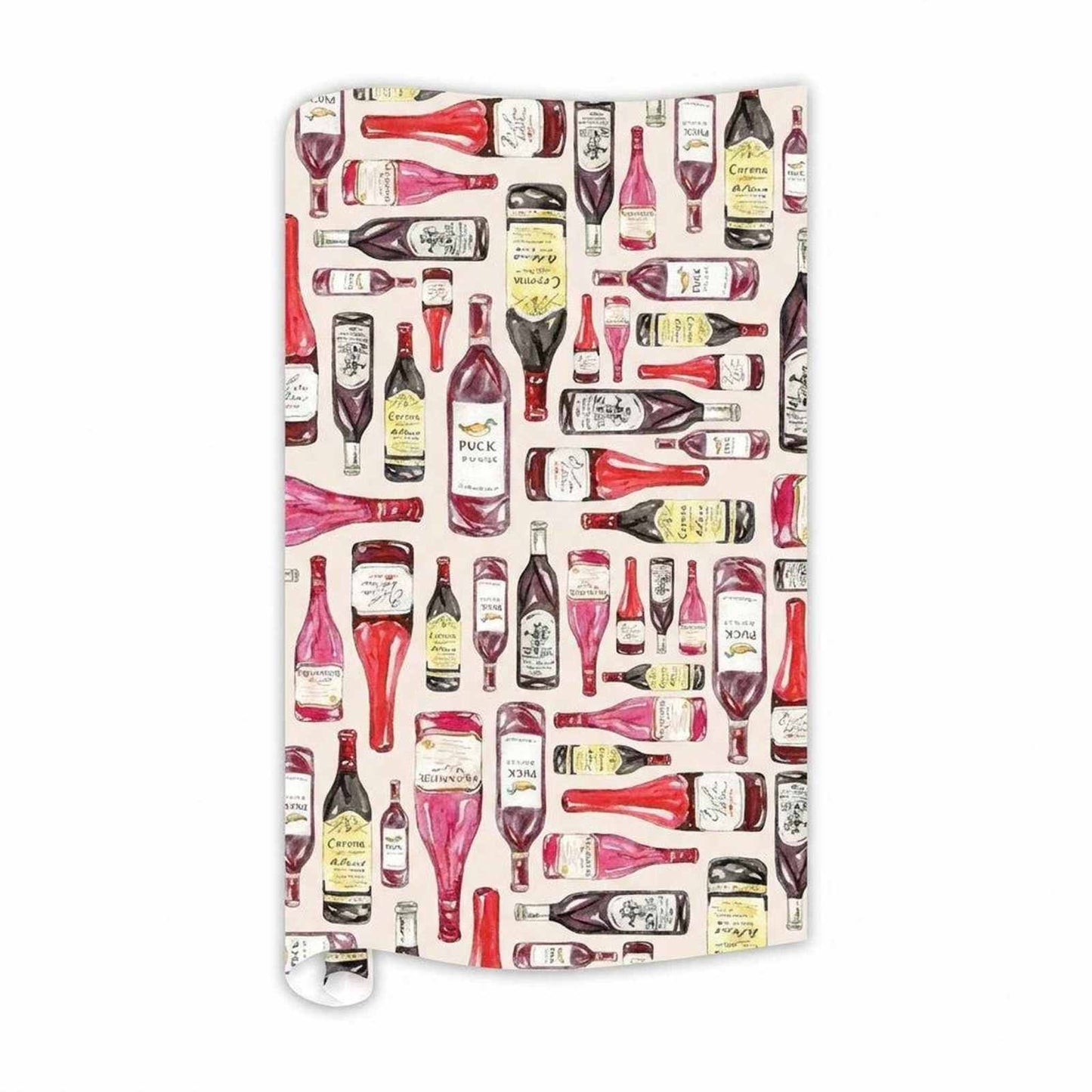 Handpainted Red Wine Bottles Wrapping Paper - Curated Home Decor