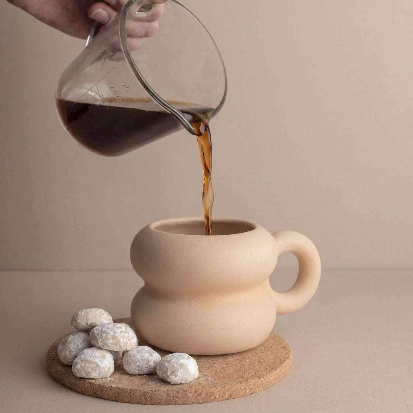 Chunky Mug handmade ceramic large 500ml curvilinear coffee cup for cappuccino or hot chocolate