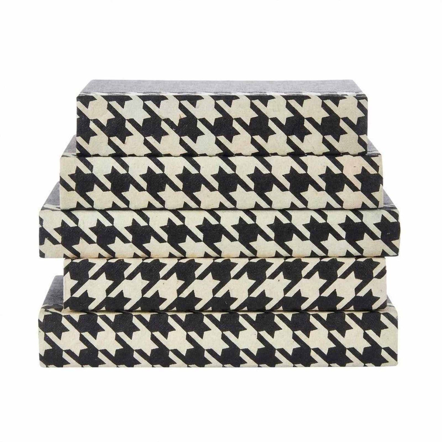 Black and white houndstooth decorative book for stylish home library decor