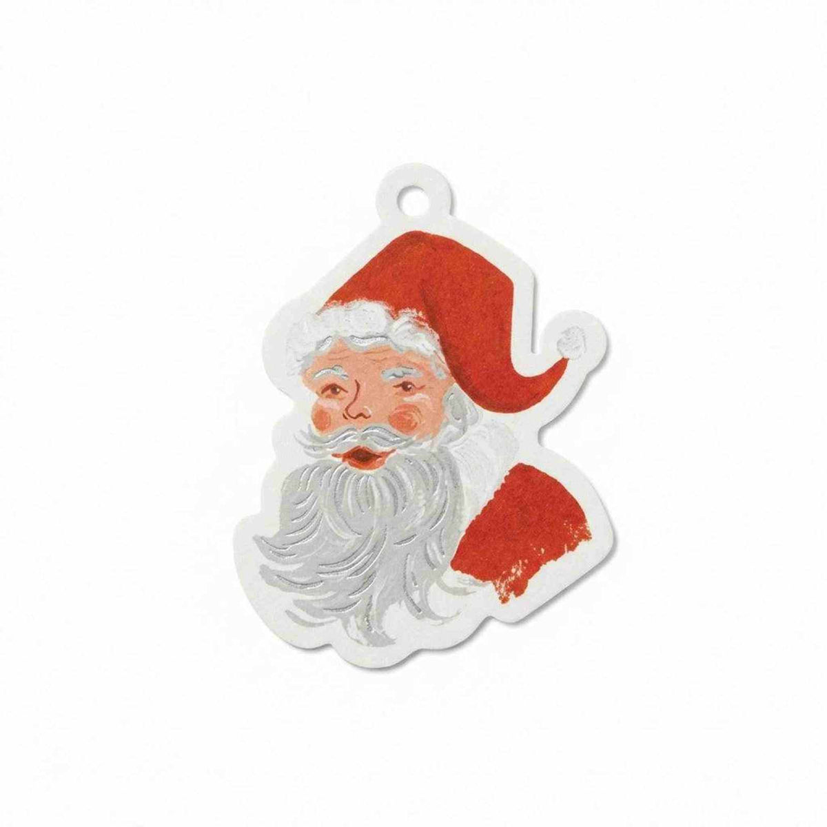 Pack of 8 Santa Die-Cut Gift Tags with metallic silver foil and "To" and "From" spaces