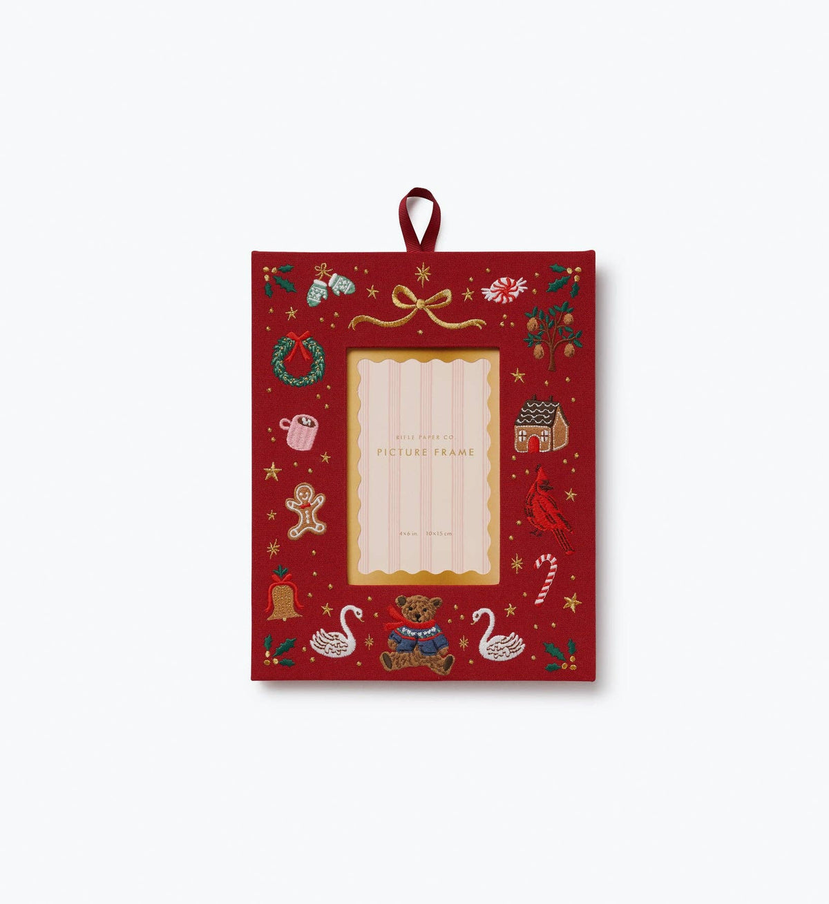 Beary Christmas Embroidered Picture Frame; PREORDER: Est. Ship Date: November 2026 - Curated Home Decor