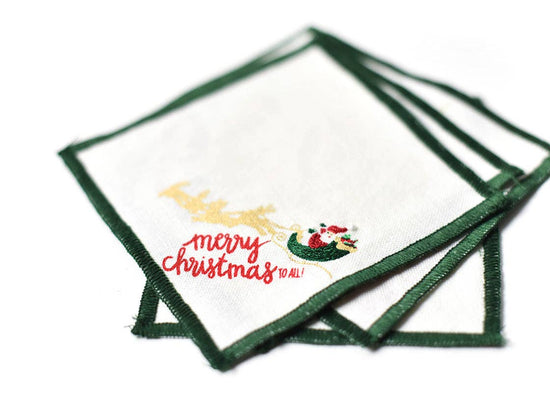 Flying Santa Cocktail Napkins, Set of 4