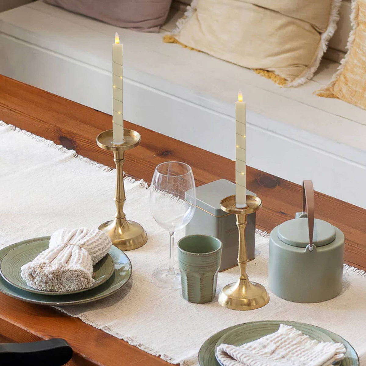 
                  
                    Battery-Operated Wax Taper Candles with Fairy Lights, Set of 2 - Curated Home Decor
                  
                