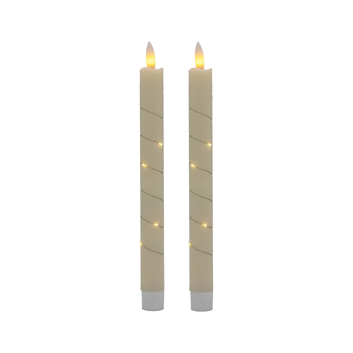 Battery-Operated Wax Taper Candles with Fairy Lights, Set of 2 - Curated Home Decor