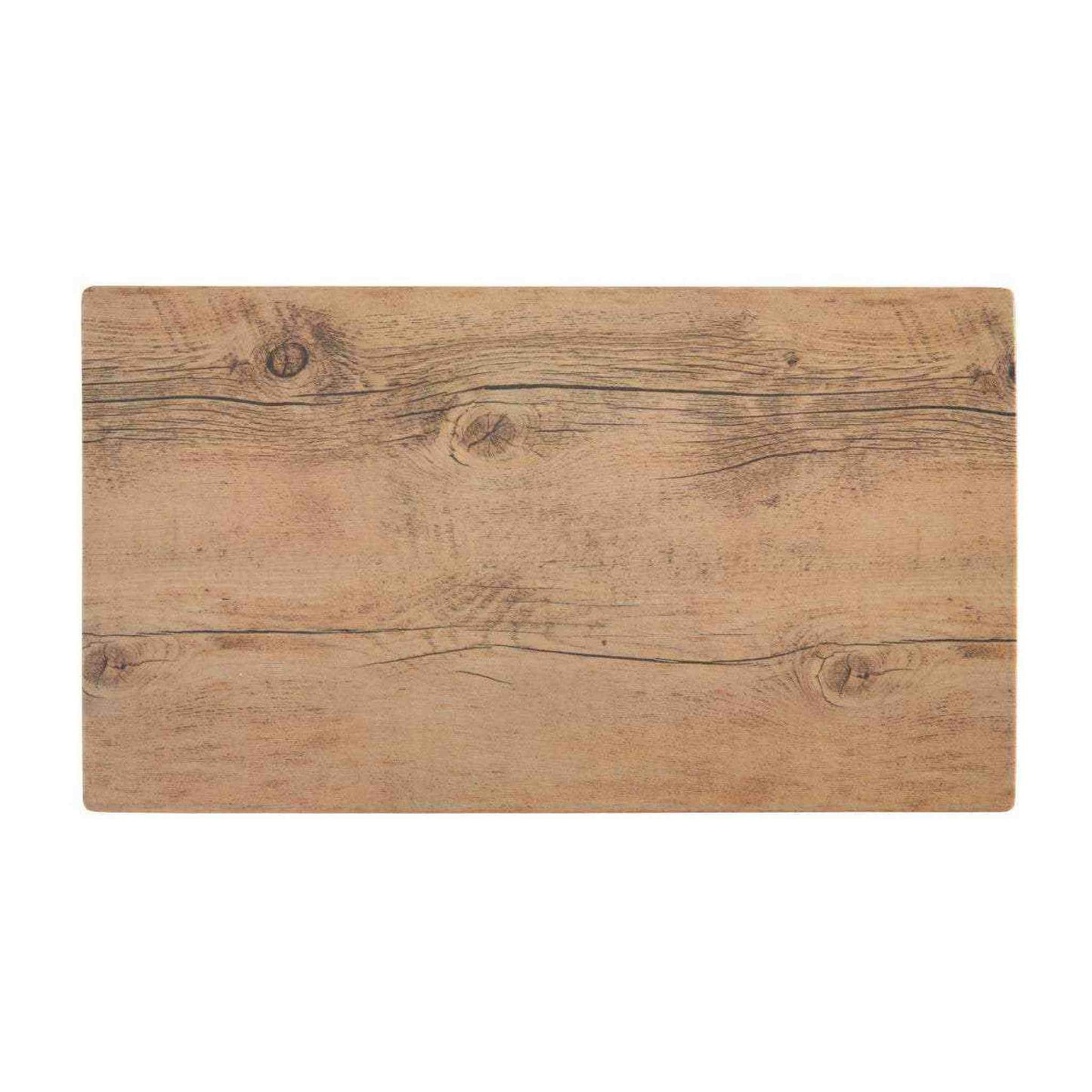 Melamine wood style tray with rustic wood plank design, 18x10 inches, lightweight and durable serving tray