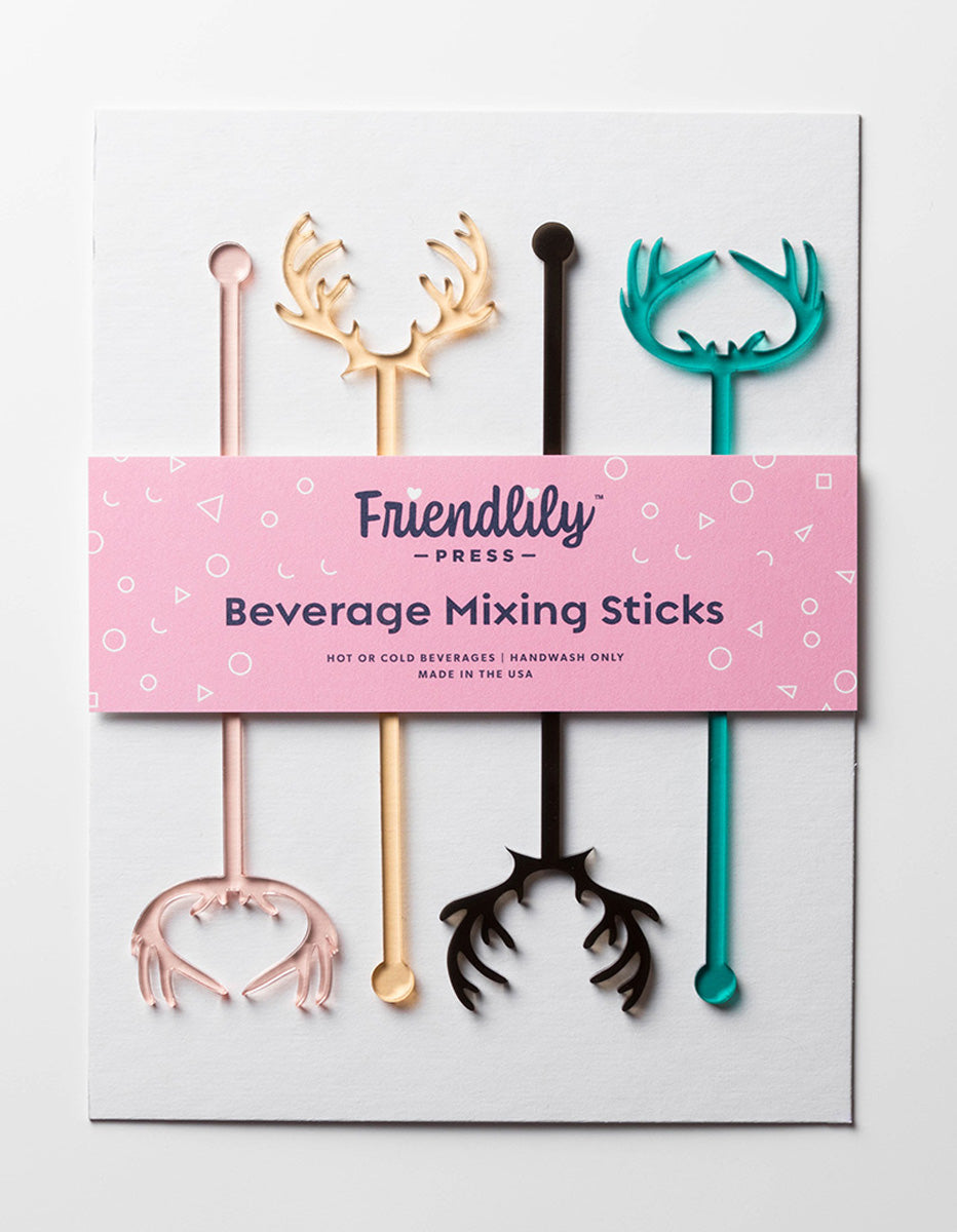 Acrylic Antlers Dink Stirrers 4pc Set - Curated Home Decor
