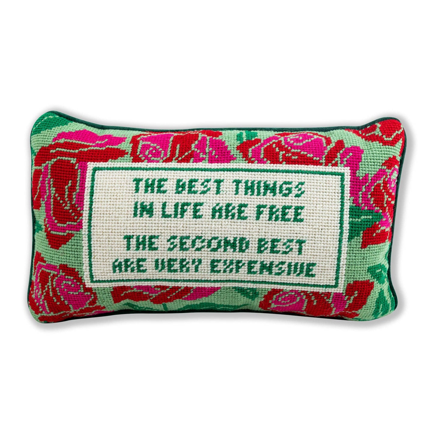 The Best Things In Life Needlepoint Pillow - Curated Home Decor