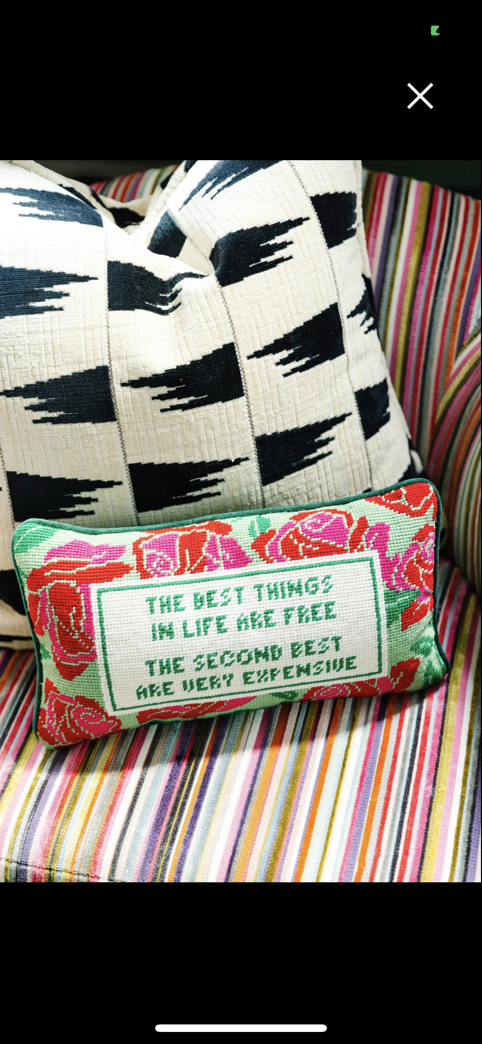 The Best Things In Life Needlepoint Pillow - Curated Home Decor