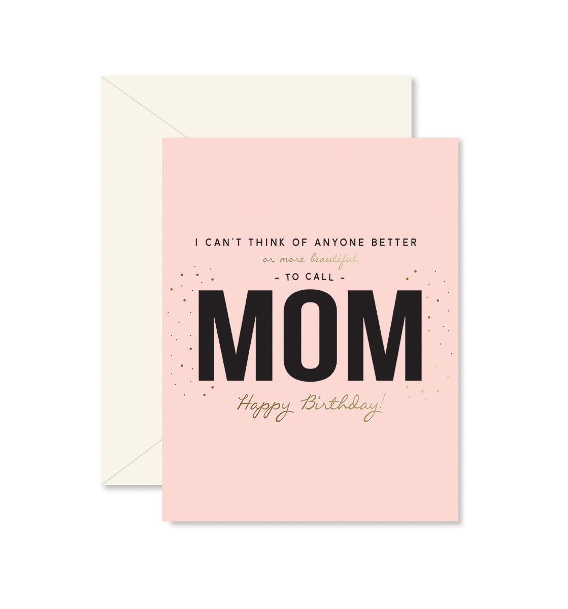 Beautiful Mom Birthday Greeting Card with pink front and blank interior, 4.25x5.5 inches, includes coordinating envelope.