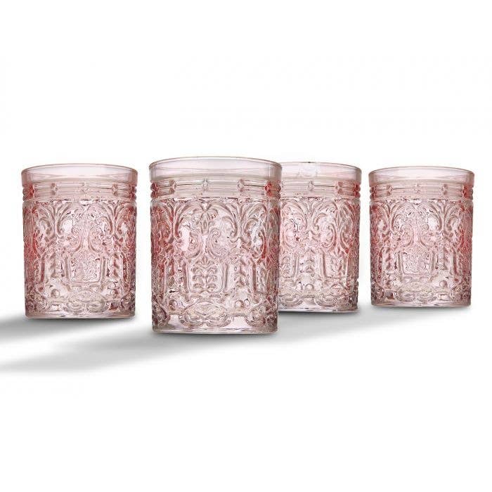 Pink Embossed Glassware - Curated Home Decor