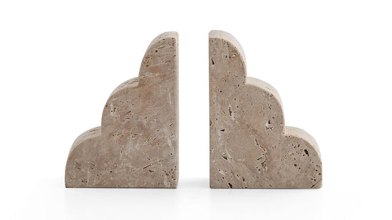 Set of 2 Natural Travertine Bookends - Curated Home Decor