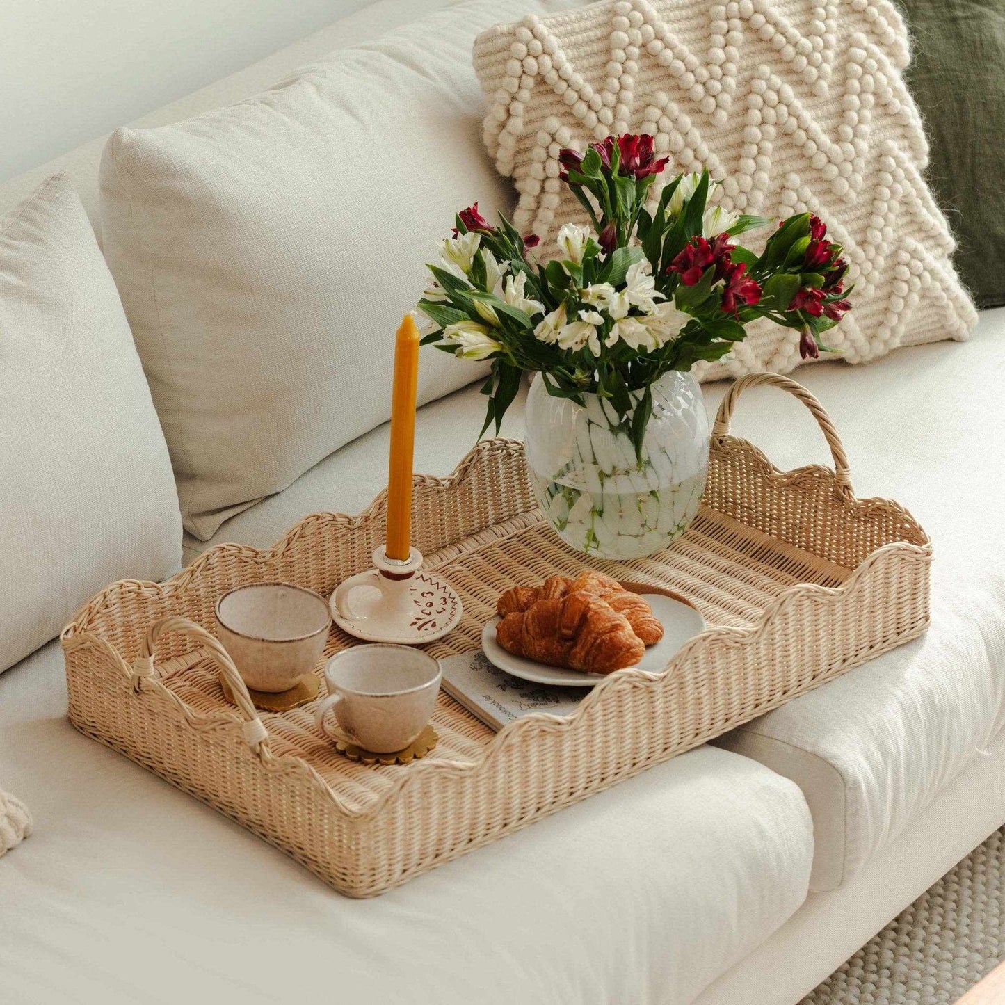 
                  
                    Oversized Natural Scalloped Tray - Curated Home Decor
                  
                