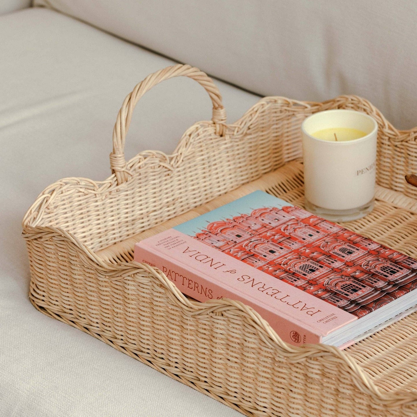 Oversized Natural Scalloped Tray - Curated Home Decor