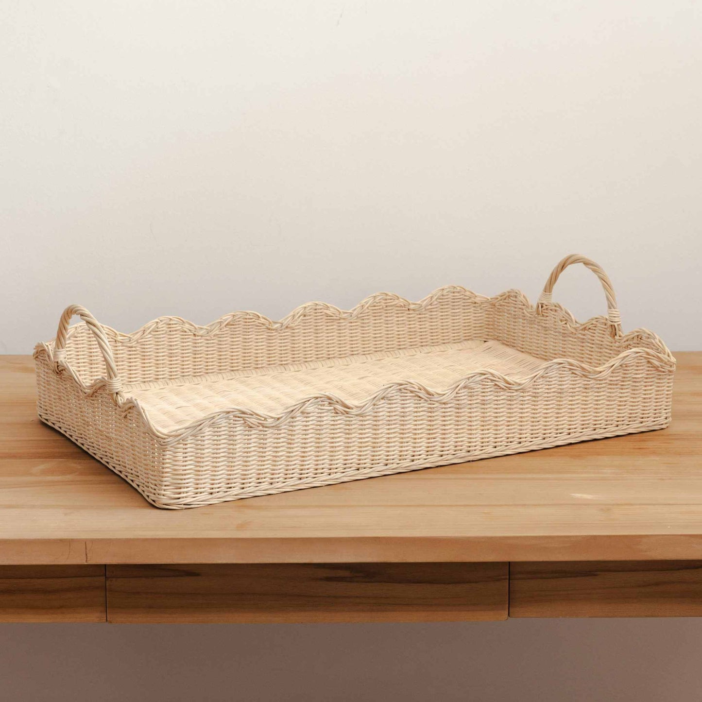
                  
                    Oversized Natural Scalloped Tray - Curated Home Decor
                  
                