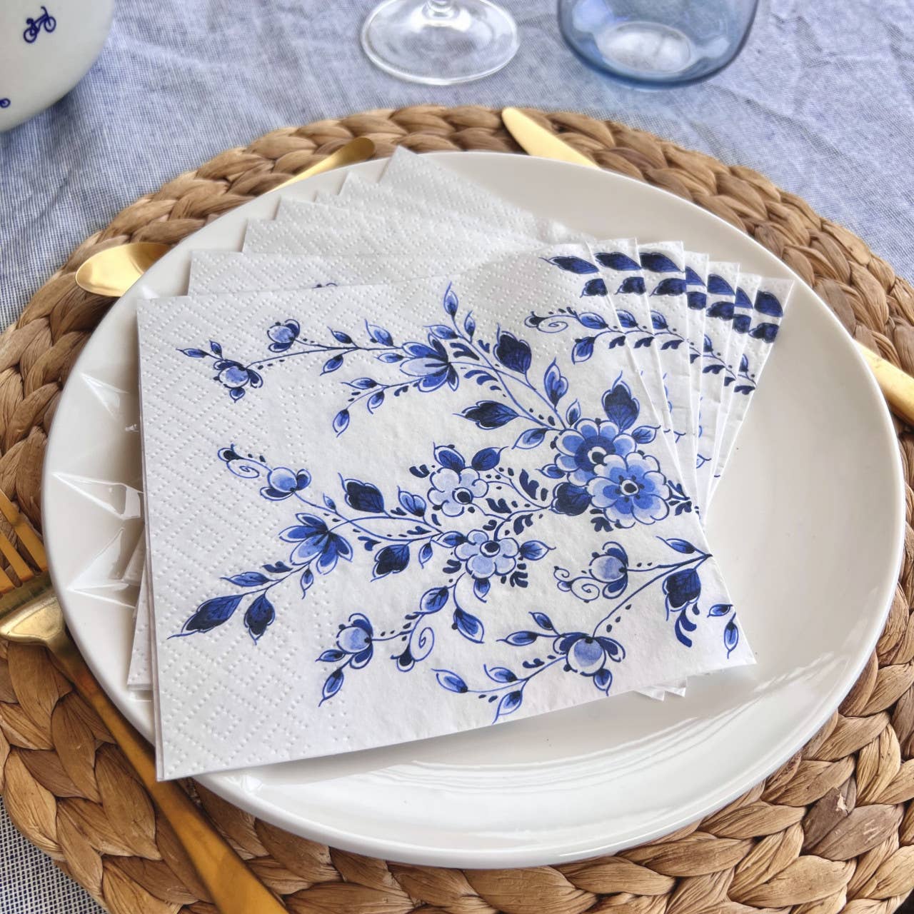 Blue Flower Napkins - Curated Home Decor