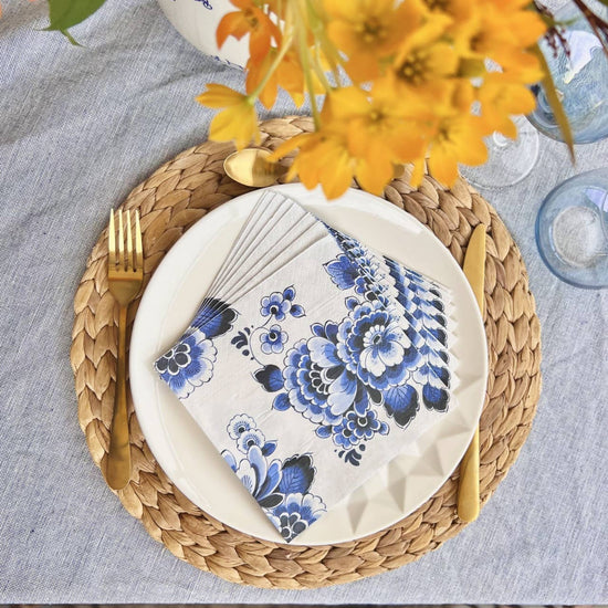 Dark Blue Flower Napkins - Curated Home Decor