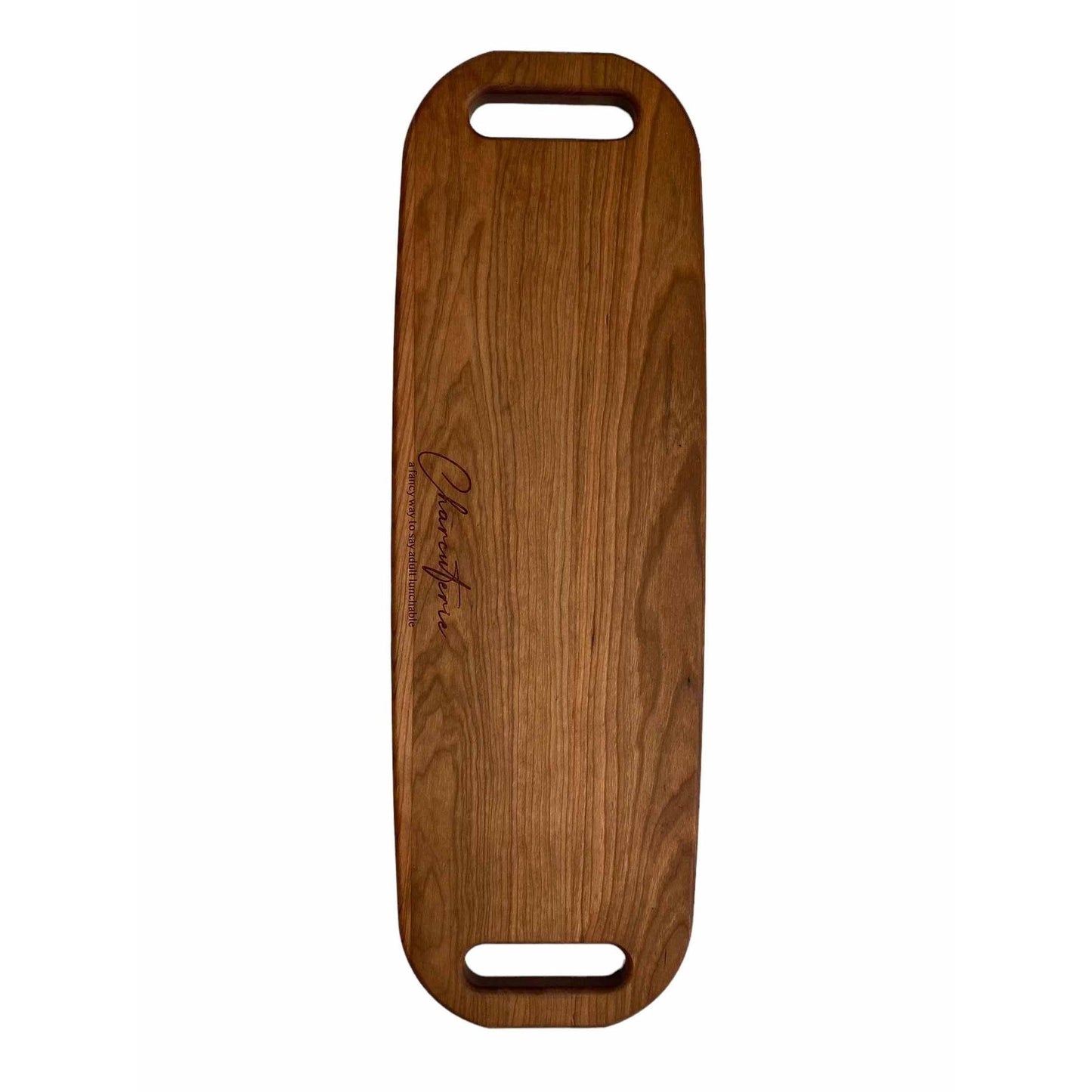 
                  
                    Large engraved charcuterie wood board with handles, natural finish, 23 by 7.5 inches
                  
                