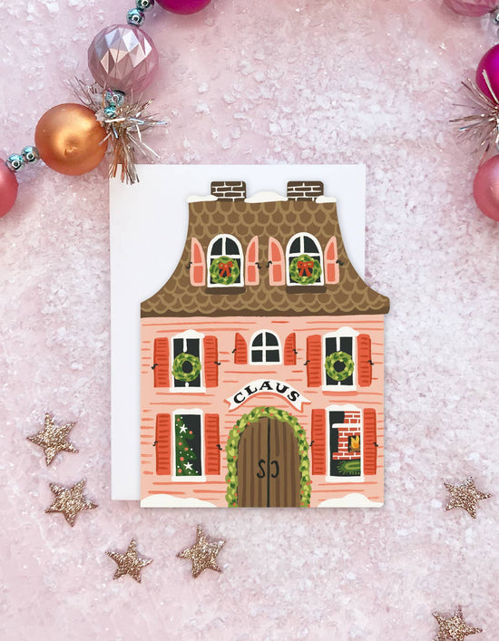 Santa House Card - Boxed Set of 8 - Curated Home Decor