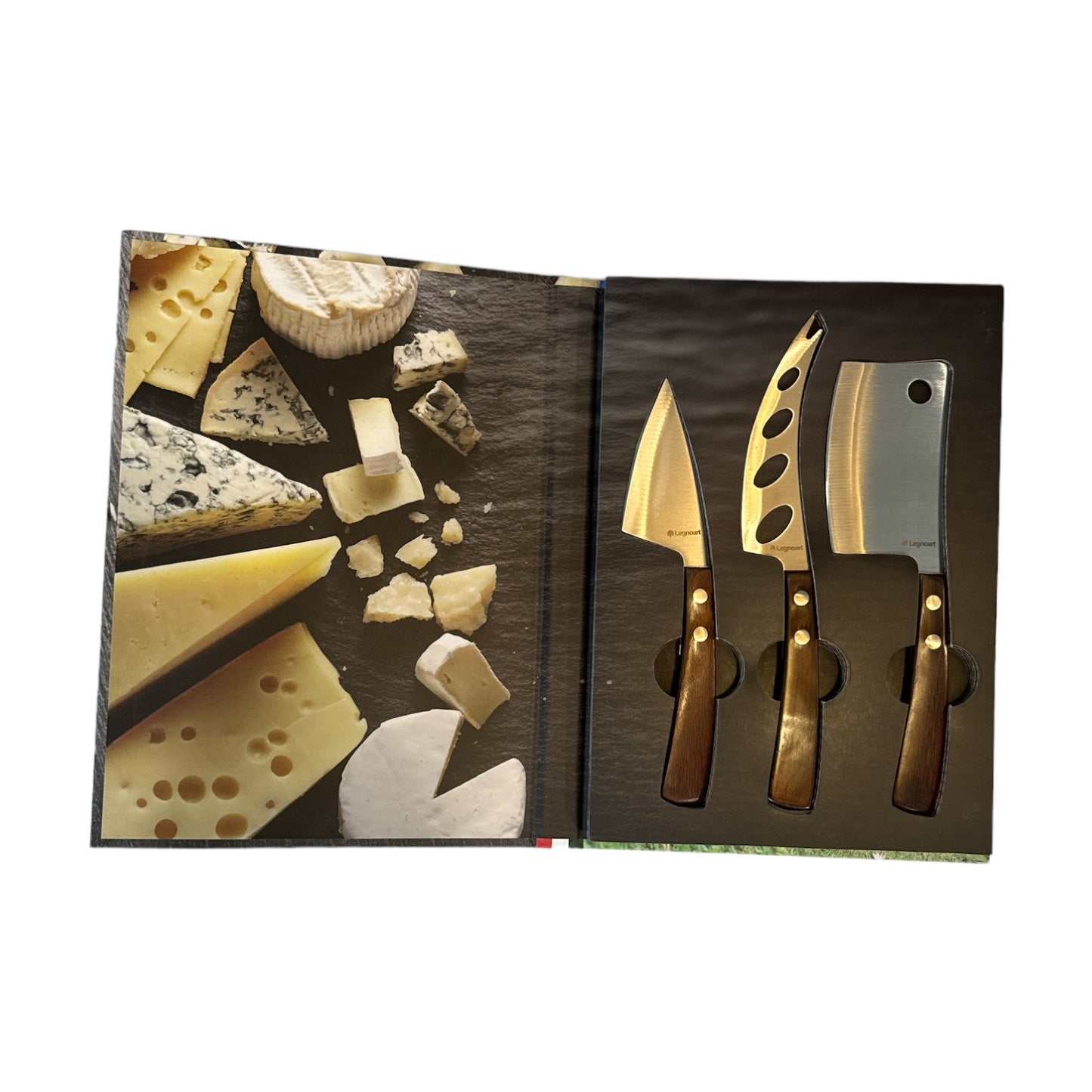 Latte Vivo 3-Piece Knife Cheese Set with Dark Wood Handle