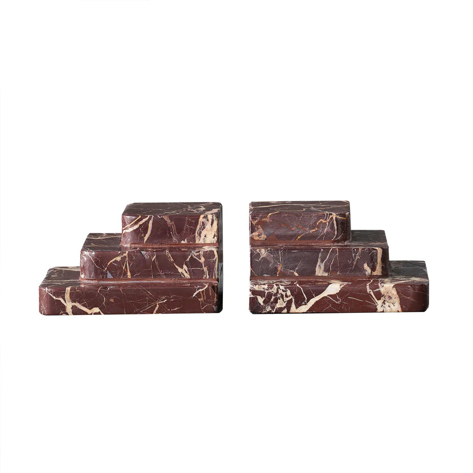 Rosso Levanto Art Deco Bookend Pair - Curated Home Decor