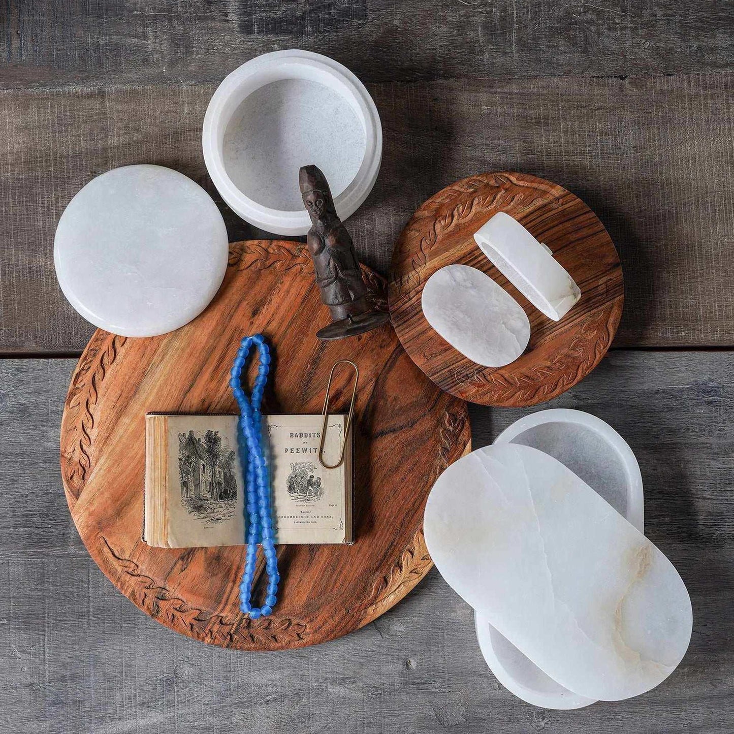 
                  
                    Alabaster Lidded Round Box 6" - Curated Home Decor
                  
                