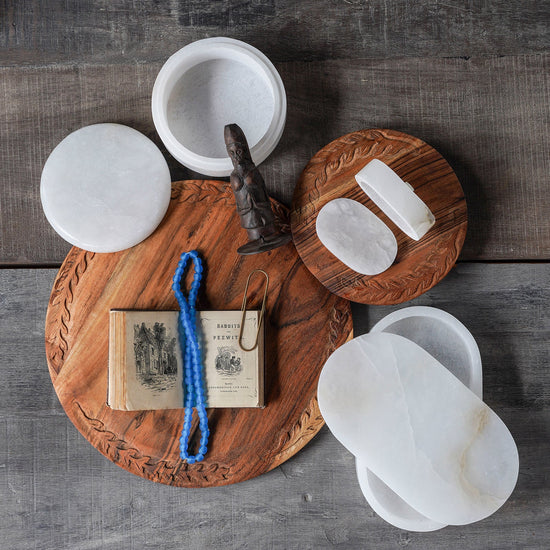 Alabaster Lidded Round Box –