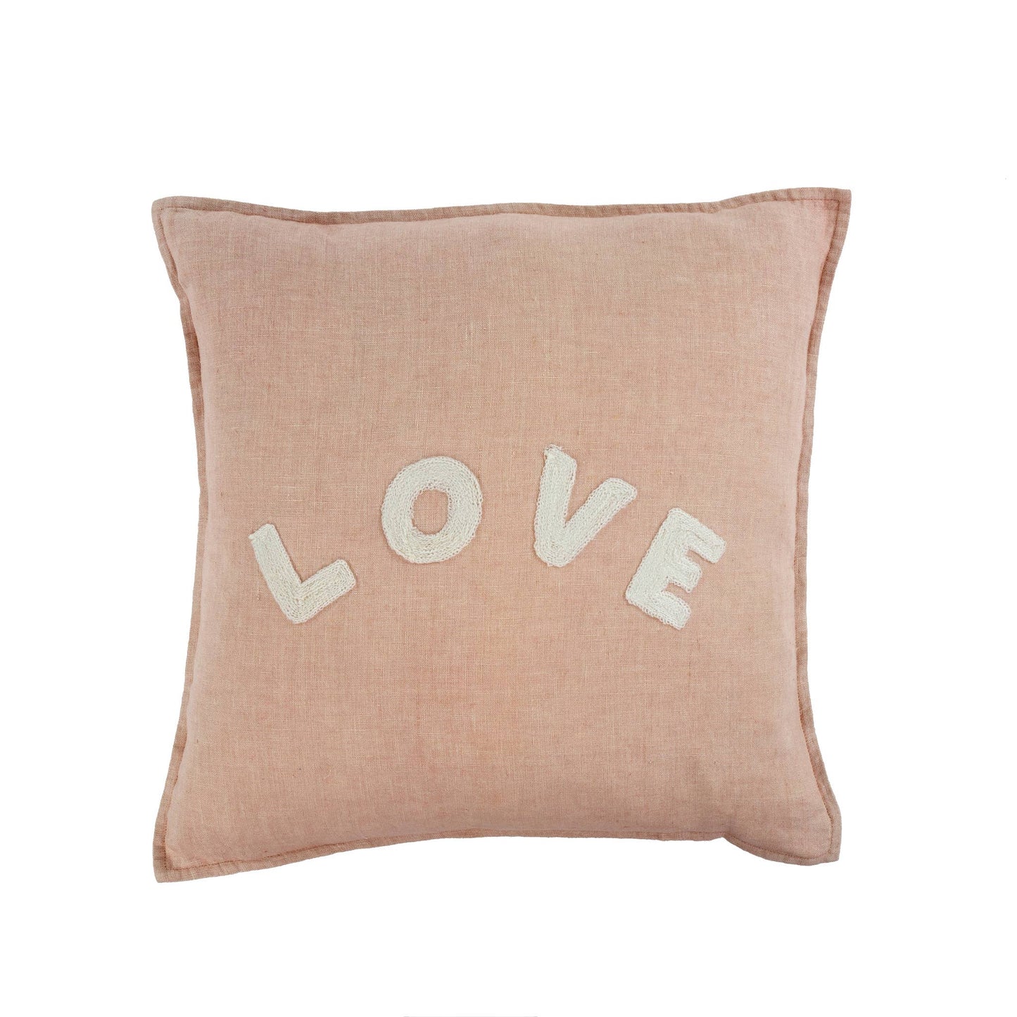 Blush LOVE Linen Throw Pillow 18x18 - Curated Home Decor