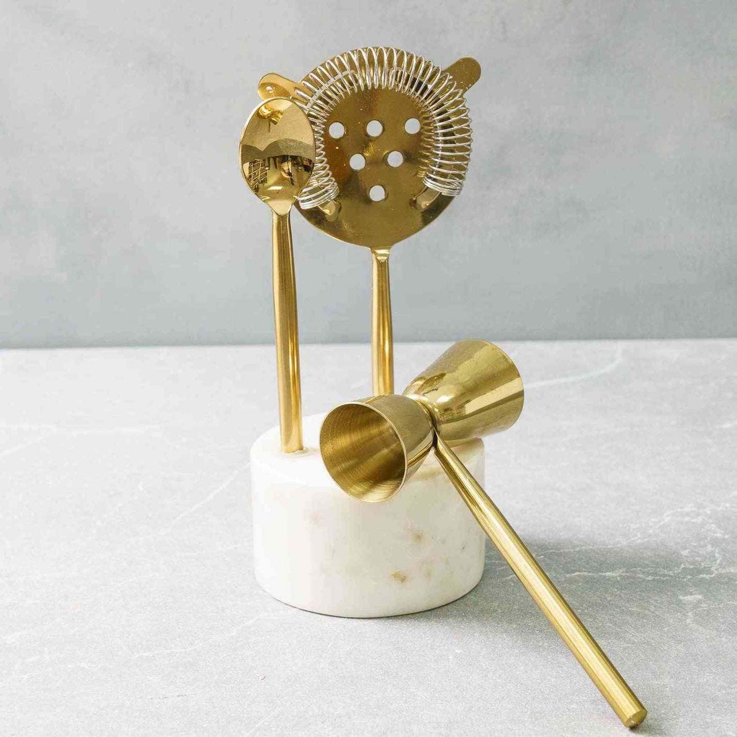 
                  
                    Gold Bar tool Set of 3 With Marble Stand - Curated Home Decor
                  
                
