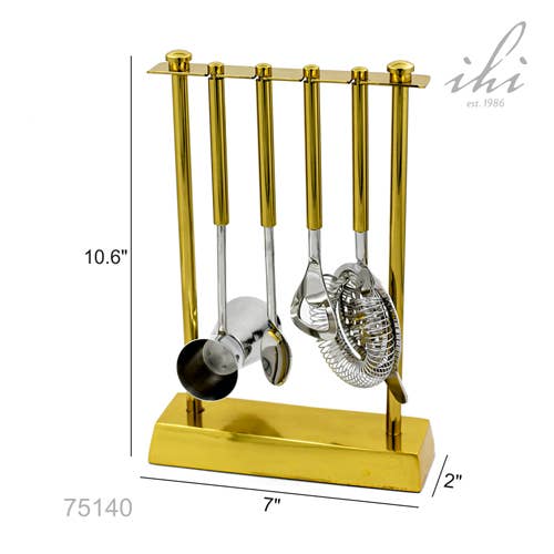 Gold Bartool Set of 4 with Stand - Curated Home Decor