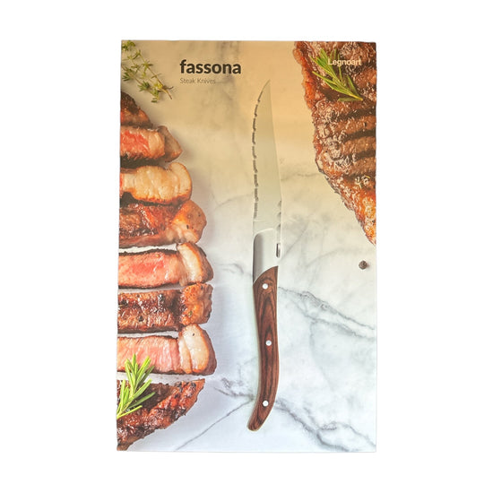 Fassona 4-Piece Steak Knife Set with Dark Wood Handle - Curated Home Decor