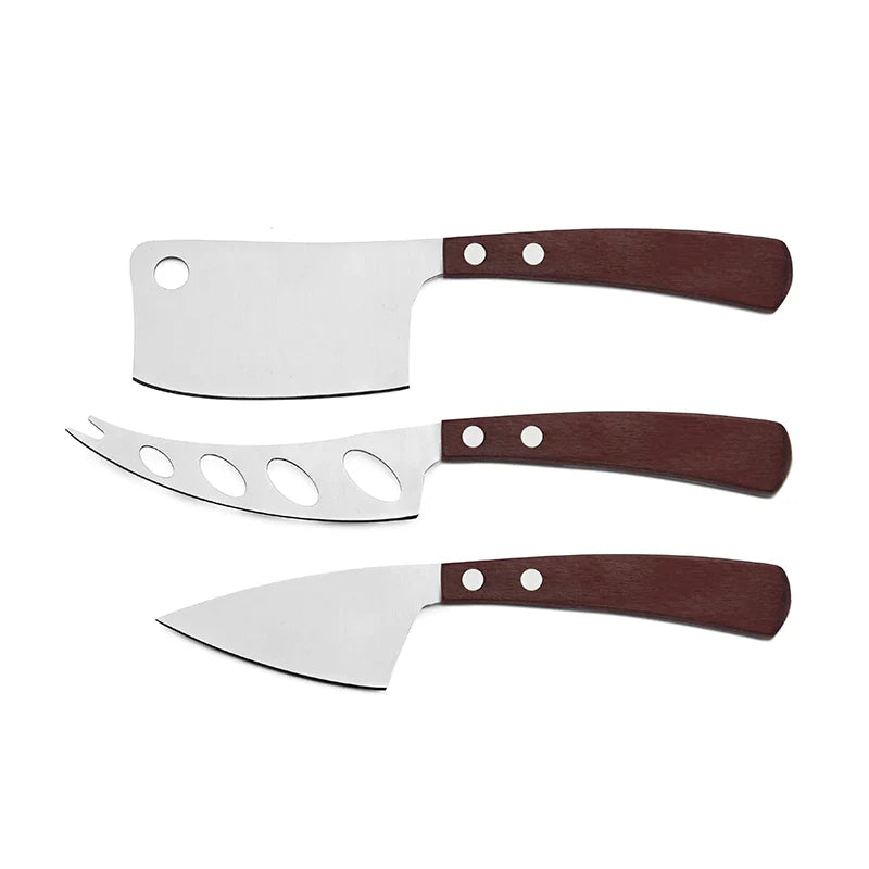 Latte Vivo 3-Piece Knife Cheese Set with Dark Wood Handle - Curated Home Decor