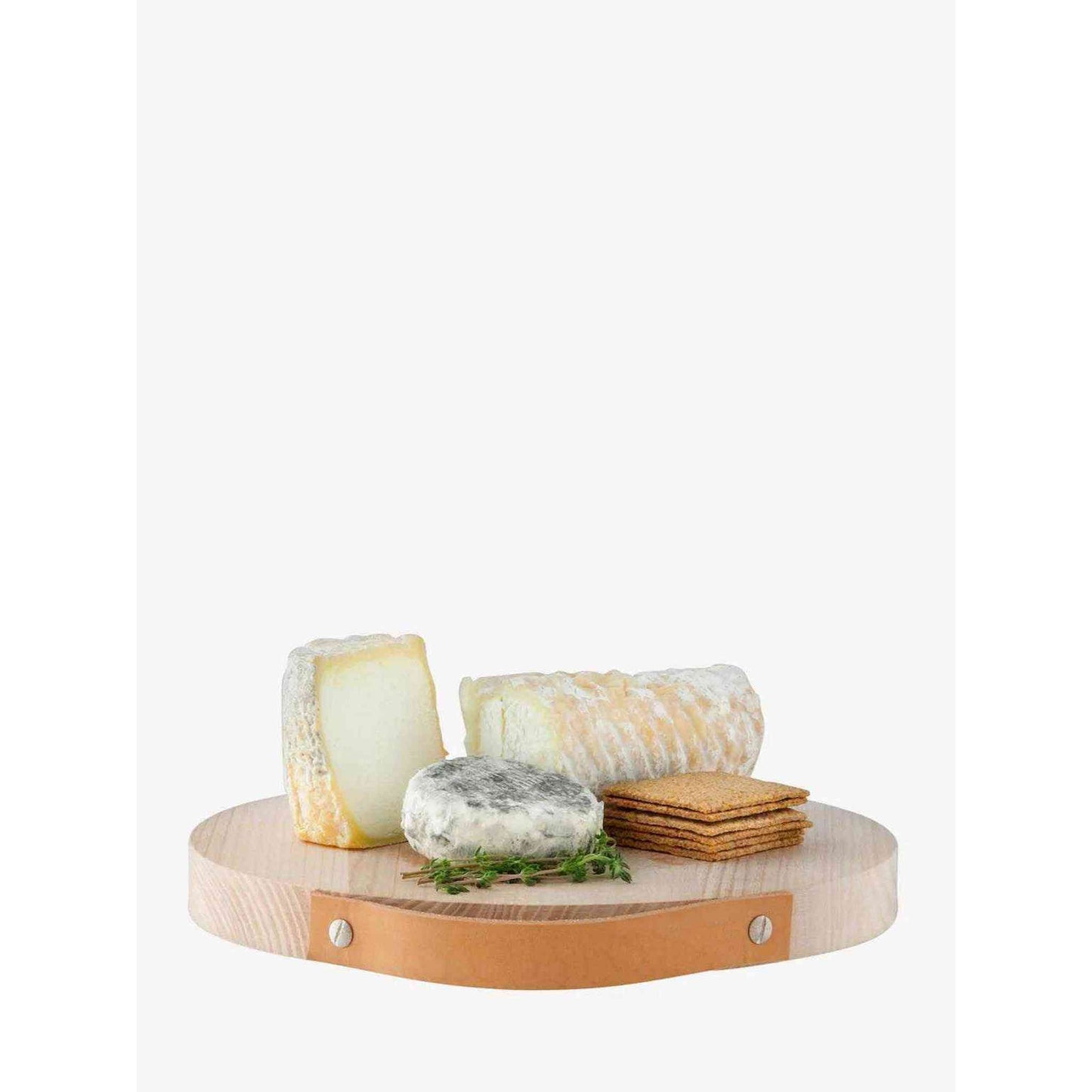 9.75in ash wood utility board with leather handle serving bread cheese and crackers