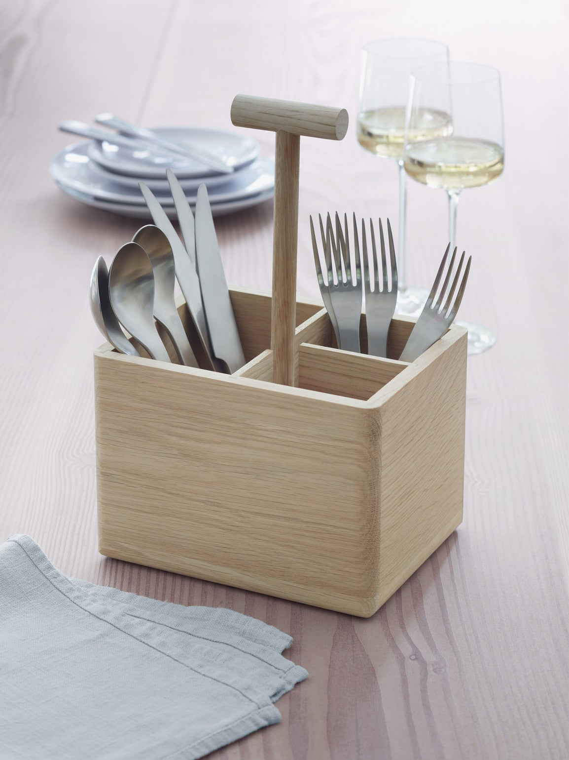 Dine Oak Cutlery Holder - Curated Home Decor