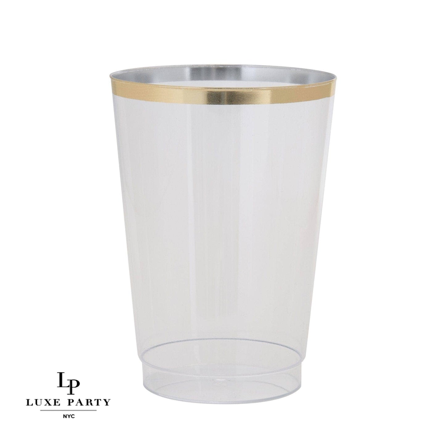 Luxe Set of 20| 9 Oz Clear Plastic Cups with Gold rim - Curated Home Decor