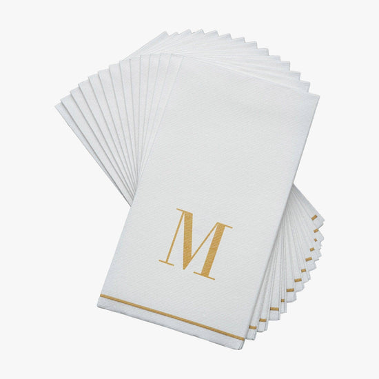 M Gold Monogram Paper Disposable Dinner Napkins | Pack of 14 Napkins - Curated Home Decor