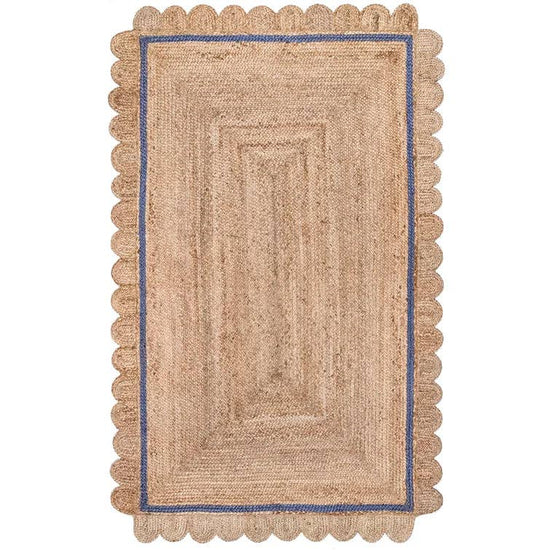 Handmade Mini Scallop Jute Rug - Blue - Curated Home Decor