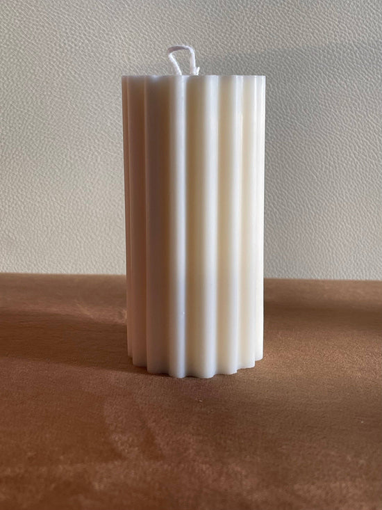 The Ionic | ribbed pillar candle - Curated Home Decor