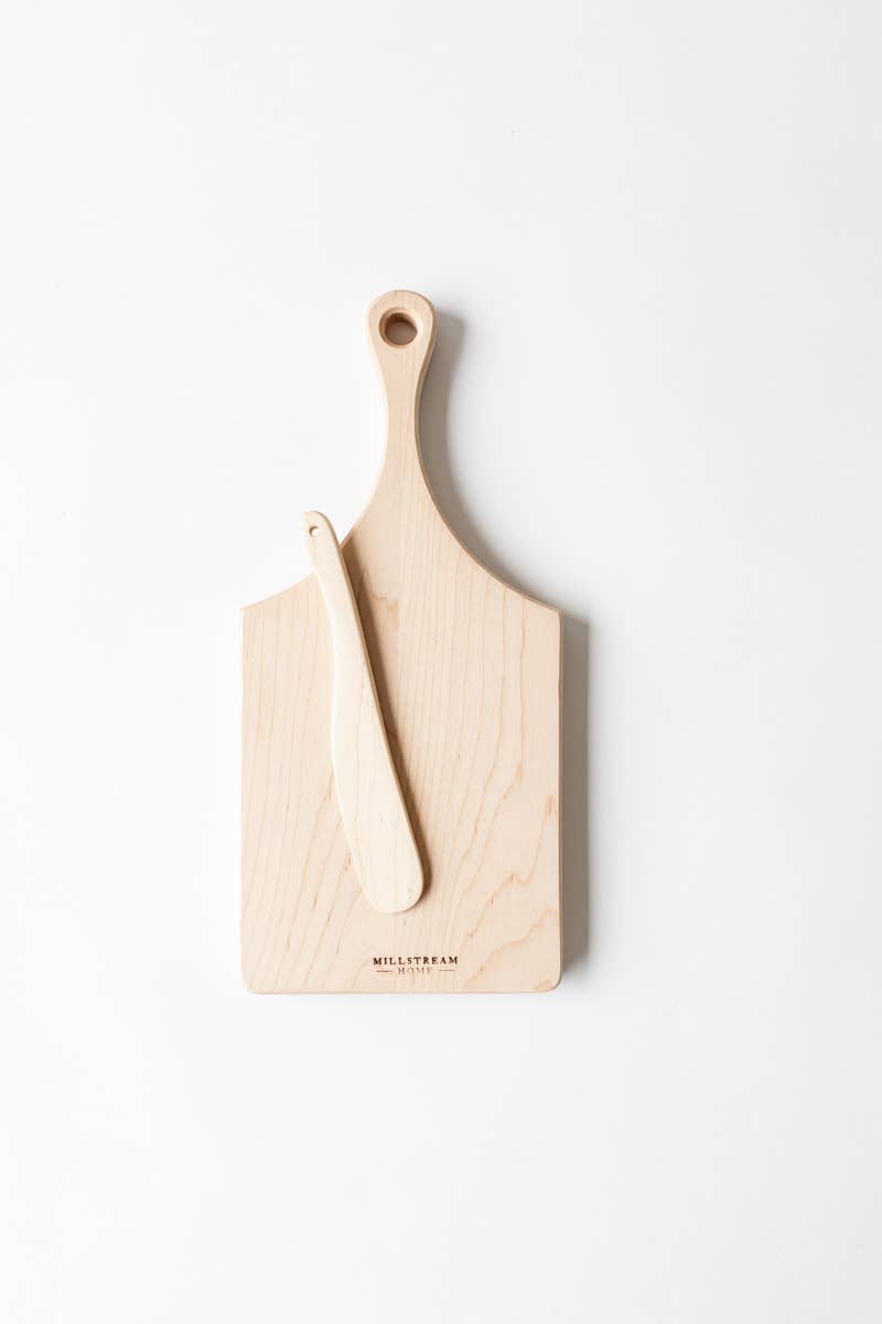 Maple Cheese Board with Wooden Spreader - Curated Home Decor