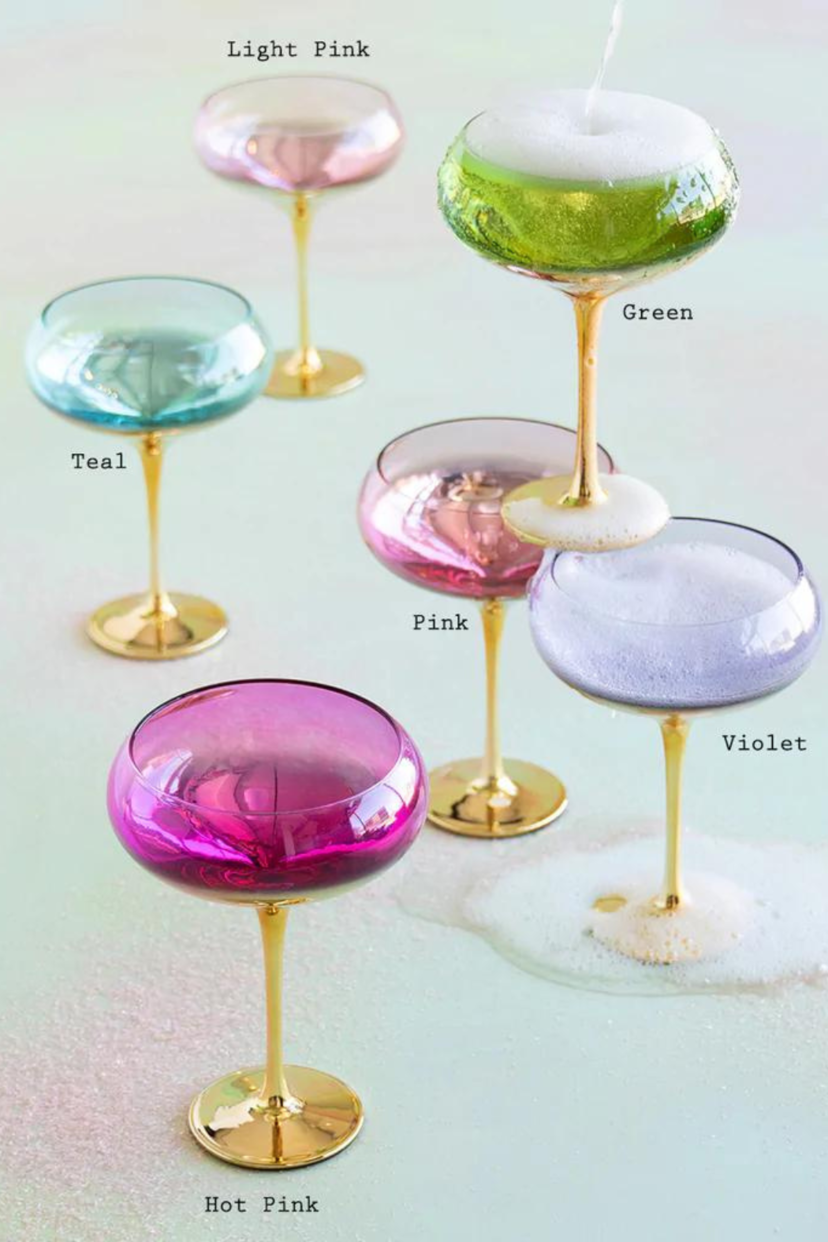 Colorful Gilded Coupe Glassware - Curated Home Decor