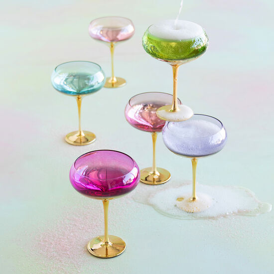 Colorful Gilded Coupe Glassware - Curated Home Decor