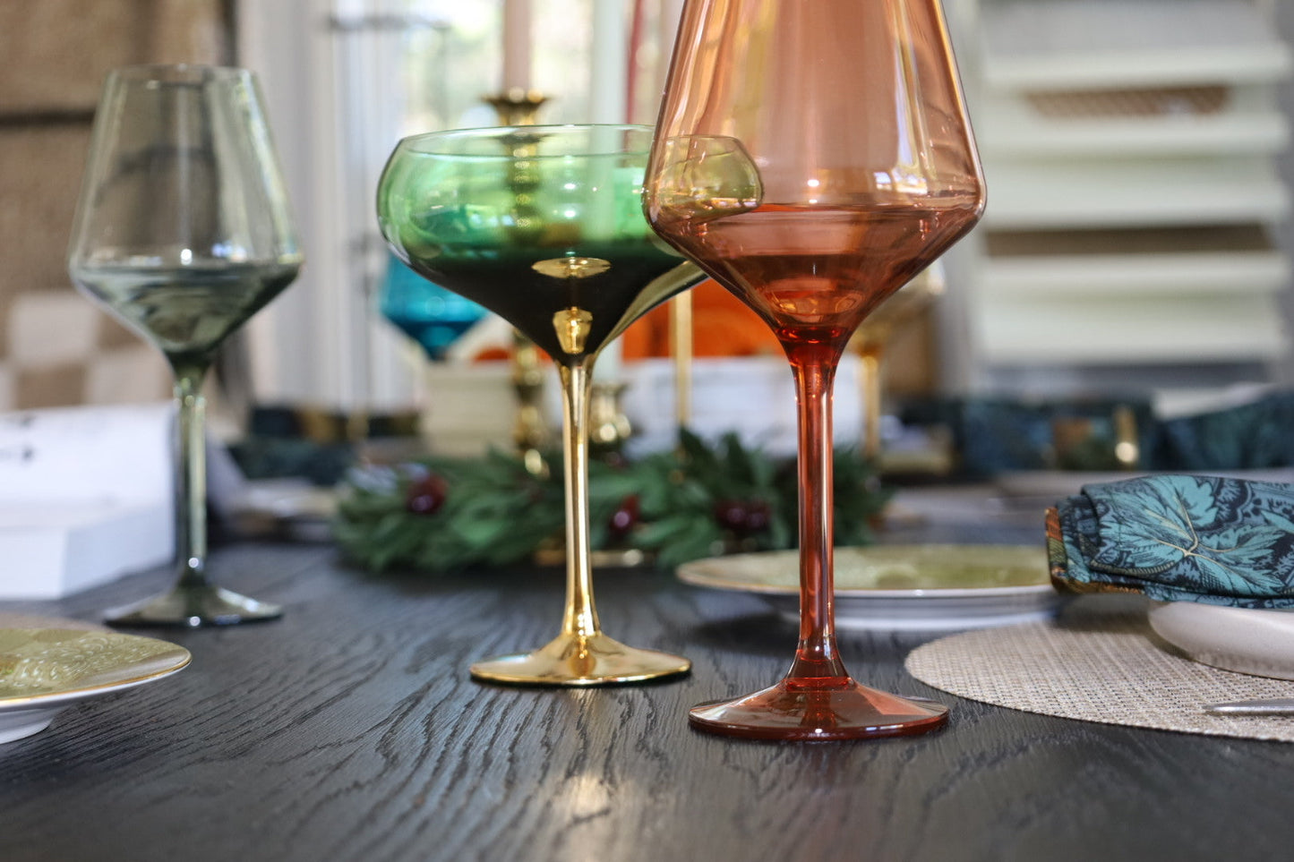 Colorful Gilded Coupe Glassware - Curated Home Decor