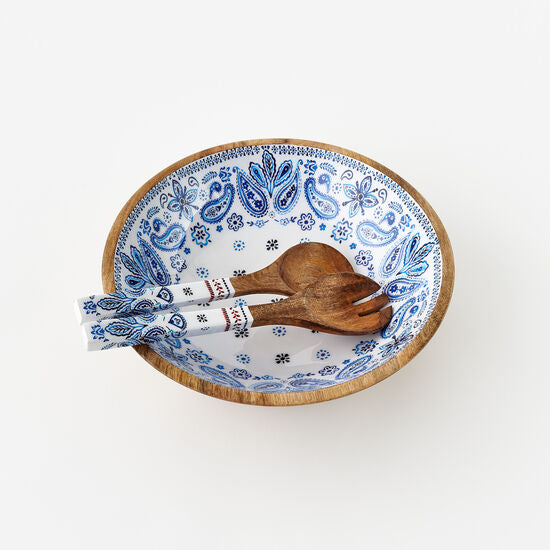 American Holiday Salad Bowl w/Servers - Curated Home Decor