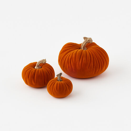 Flocked Orange Ceramic Pumpkin - Curated Home Decor