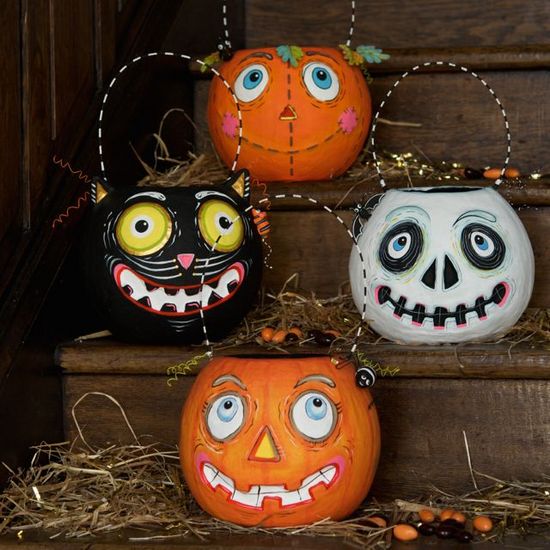 Papermache Halloween Buckets - Curated Home Decor