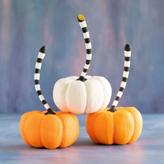 Black and White Striped Pumpkin - Curated Home Decor