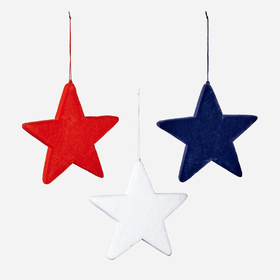 Set of 3 Large Flocked Stars 7.5" - Curated Home Decor