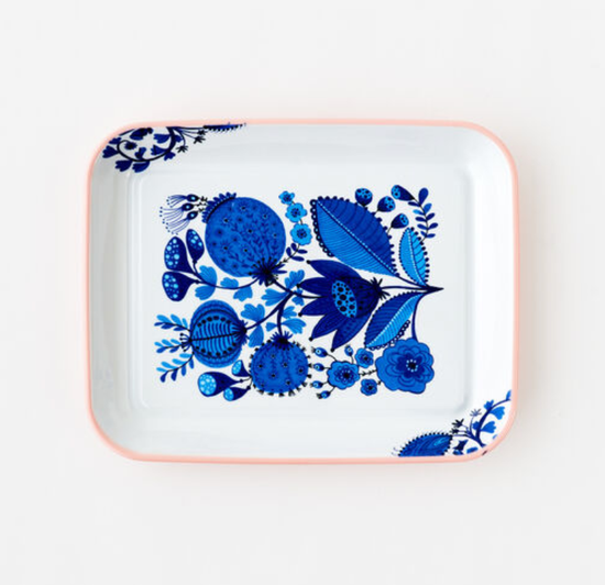 Blue & White Melamine Tray - Curated Home Decor