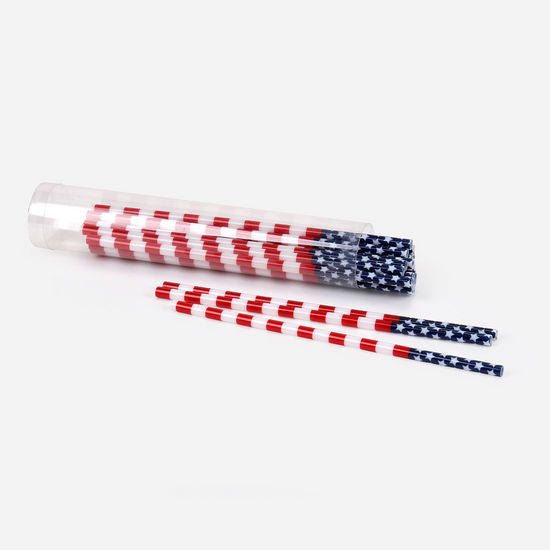 Pack of 20 American Flag Straws - Curated Home Decor